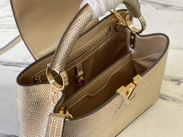 Louis Vuitton Lizard Small Capucines Handbag - Golden - Image 3