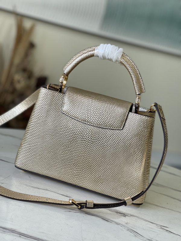 Louis Vuitton Lizard Small Capucines Handbag - Golden - Image 5