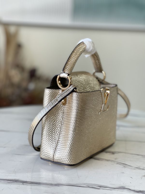 Louis Vuitton Lizard Mini Capucines Handbag - Golden - Image 3