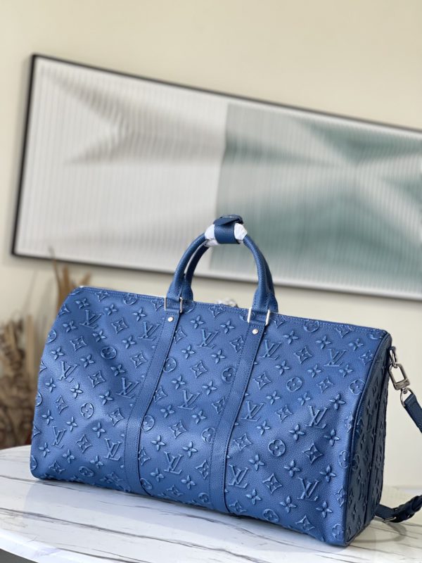 Louis Vuitton Keepall Bandoulière 50 Travel Bag - Blue - Image 3