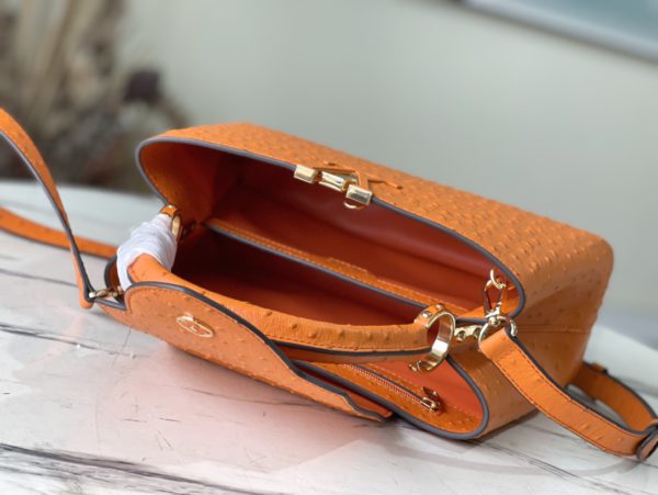 Louis Vuitton Medium Capucines Ostrich Leather Handbag - Orange - Image 5