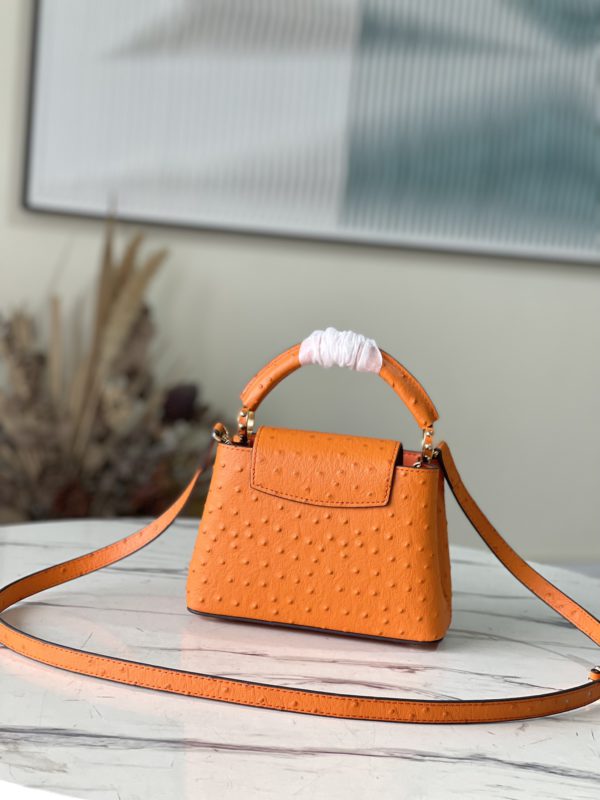Louis Vuitton Mini Capucines Ostrich Leather Handbag - Orange - Image 4