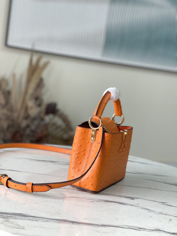 Louis Vuitton Mini Capucines Ostrich Leather Handbag - Orange - Image 5