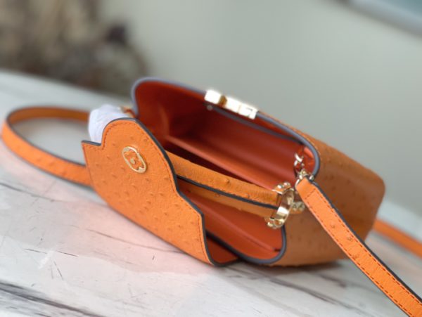Louis Vuitton Mini Capucines Ostrich Leather Handbag - Orange - Image 3