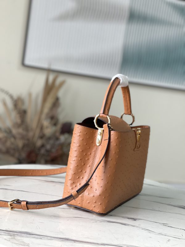 Louis Vuitton Medium Capucines Ostrich Leather Handbag - Brown - Image 3