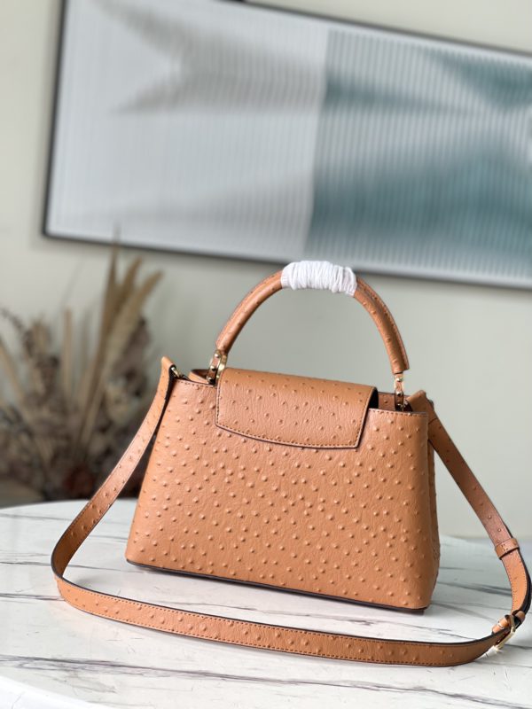 Louis Vuitton Medium Capucines Ostrich Leather Handbag - Brown - Image 4