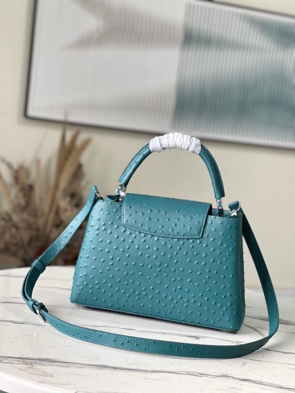 Louis Vuitton Medium-Sized Capucines Ostrich Leather Handbag - Blue - Image 4