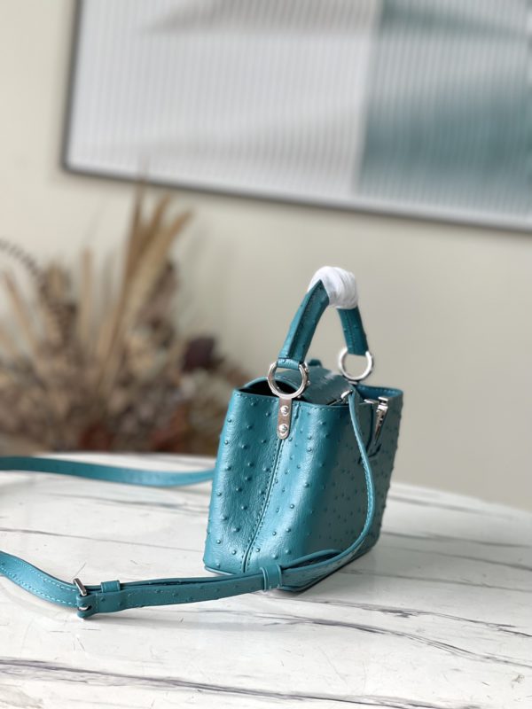 Louis Vuitton Mini Capucines Ostrich Leather Handbag - Blue - Image 5