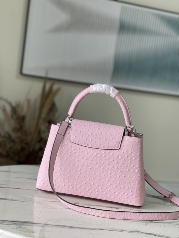 Louis Vuitton Medium Capucines Ostrich Leather Handbag - Pink - Image 3