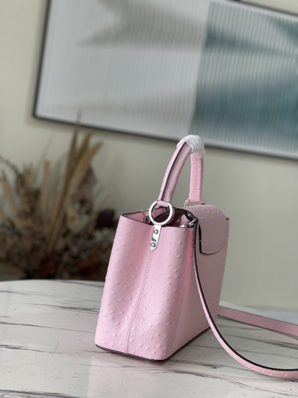 Louis Vuitton Medium Capucines Ostrich Leather Handbag - Pink - Image 5