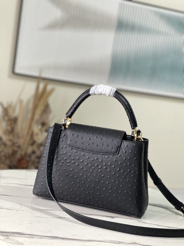 Louis Vuitton Medium Capucines Ostrich Leather Handbag - Black - Image 5