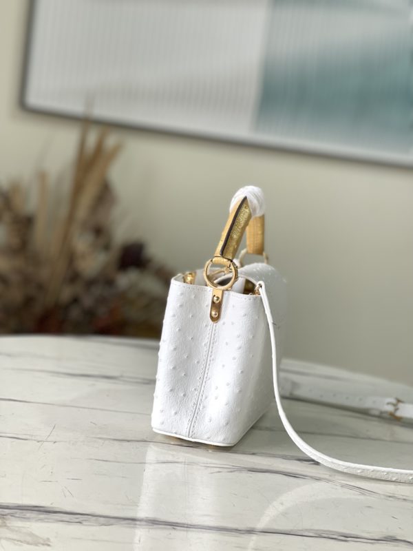 Louis Vuitton Mini Capucines Ostrich Leather Handbag - White - Image 3