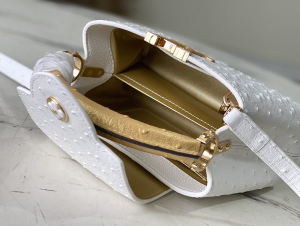 Louis Vuitton Mini Capucines Ostrich Leather Handbag - White - Image 5