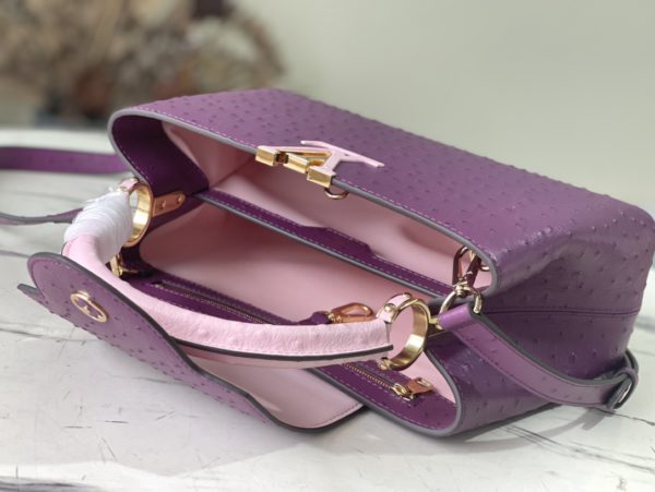 Louis Vuitton Medium Capucines Ostrich Leather Handbag - Purple - Image 3