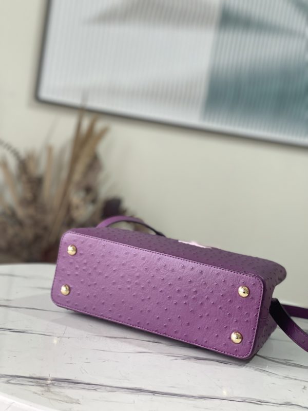 Louis Vuitton Medium Capucines Ostrich Leather Handbag - Purple - Image 5