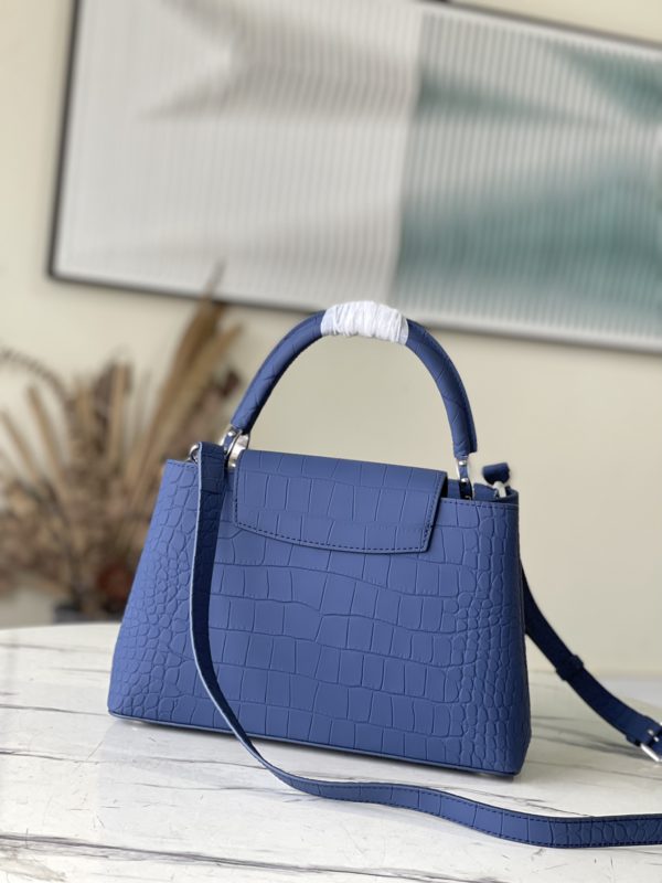 Louis Vuitton Crocodile Pattern Capucines Handbag - Misty Blue - Image 2