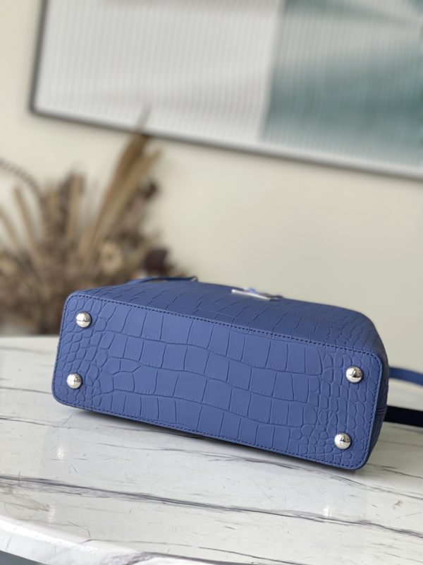 Louis Vuitton Crocodile Pattern Capucines Handbag - Misty Blue - Image 3