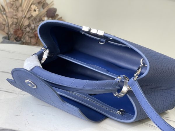 Louis Vuitton Crocodile Pattern Capucines Handbag - Misty Blue - Image 6