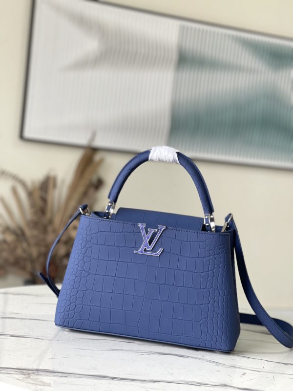 Louis Vuitton Crocodile Pattern Capucines Handbag - Misty Blue