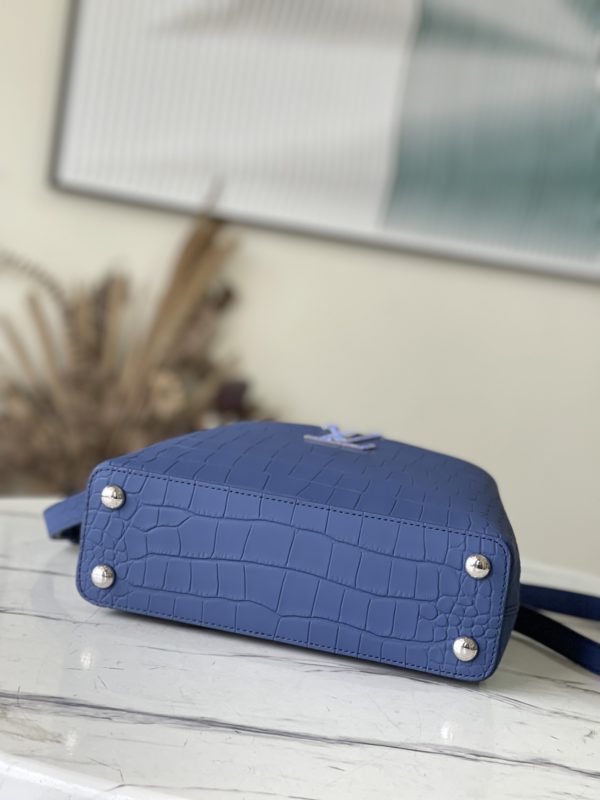 Louis Vuitton Crocodile Pattern Capucines Handbag - Fog Blue - Image 5
