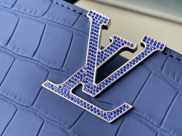 Louis Vuitton Crocodile Pattern Capucines Handbag - Fog Blue - Image 7