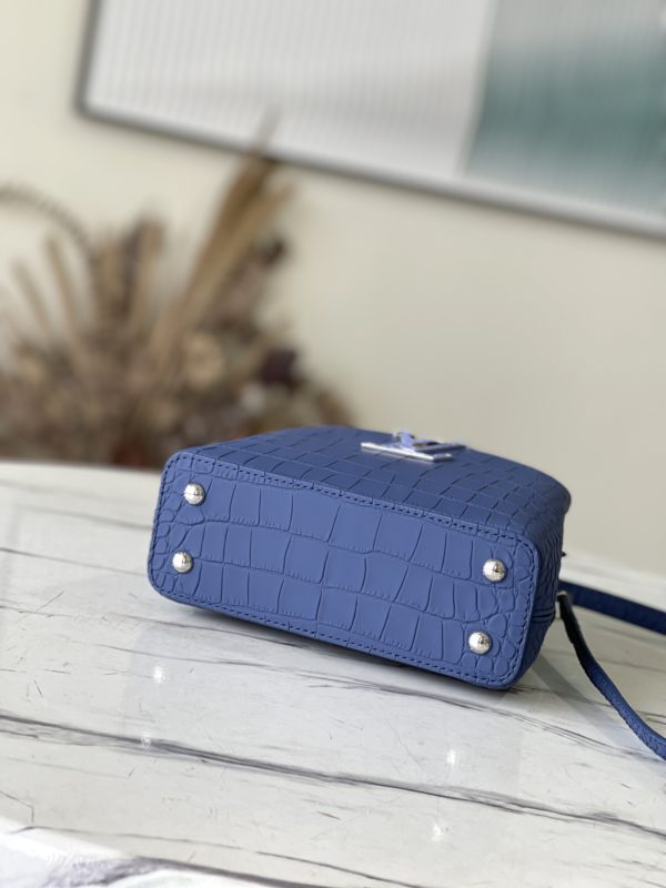 Louis Vuitton Crocodile Pattern Capucines Handbag - Misty Blue - Image 4
