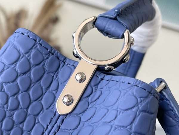 Louis Vuitton Crocodile Pattern Capucines Handbag - Misty Blue - Image 5