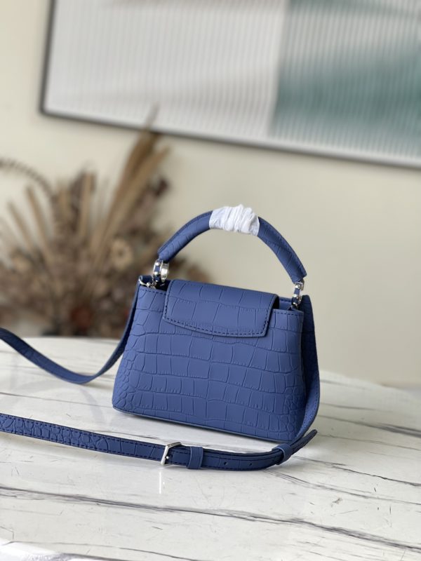 Louis Vuitton Crocodile Pattern Capucines Handbag - Misty Blue - Image 7