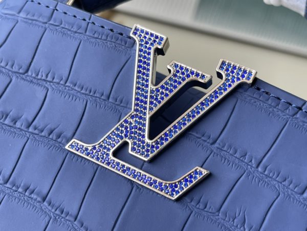 Louis Vuitton Crocodile Pattern Capucines Handbag - Misty Blue - Image 9