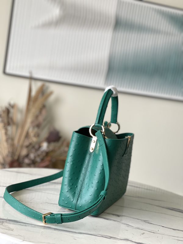 Louis Vuitton Medium Ostrich Leather Hand Bag - Green - Image 3
