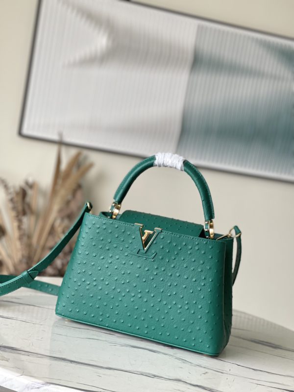 Louis Vuitton Medium Ostrich Leather Hand Bag - Green