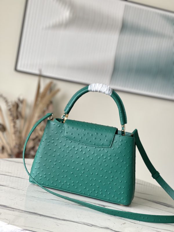 Louis Vuitton Medium Ostrich Leather Hand Bag - Green - Image 6
