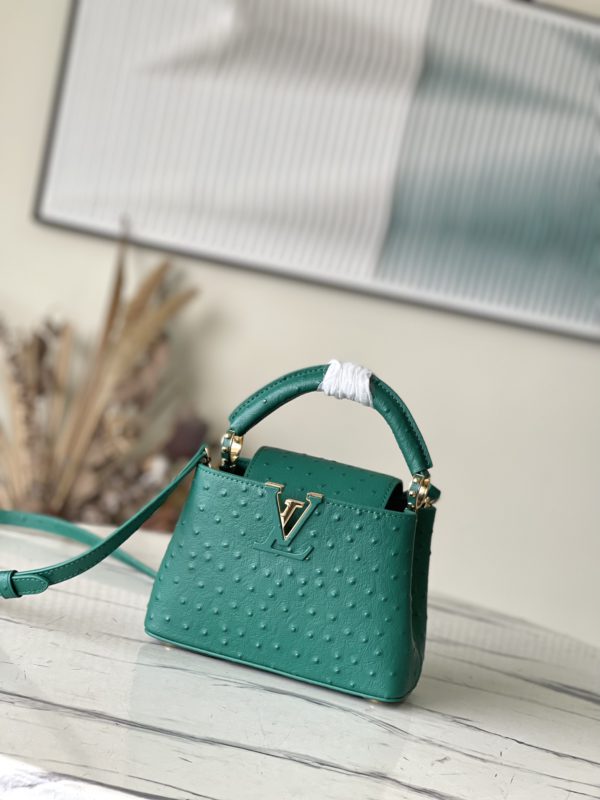 Louis Vuitton Mini Capucines Ostrich Leather Hand Bag - Green