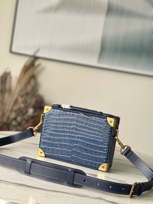 Louis Vuitton Crocodile Pattern Box Bag - Blue - Image 3