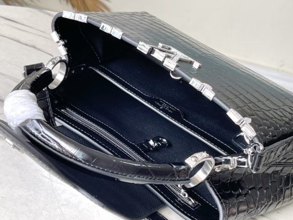 Louis Vuitton Crocodile Pattern Silver Buckle Medium Bag - Image 4