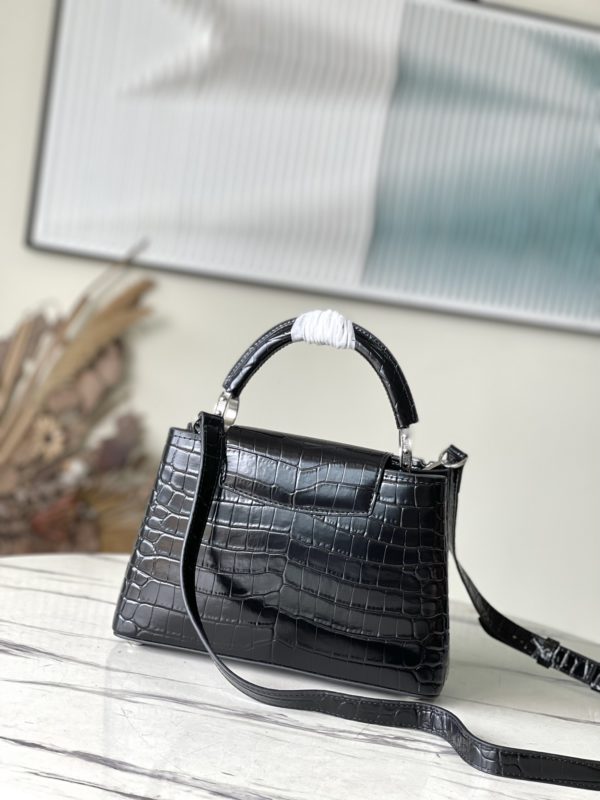 Louis Vuitton Crocodile Pattern Silver Buckle Trumpet Bag - Image 3