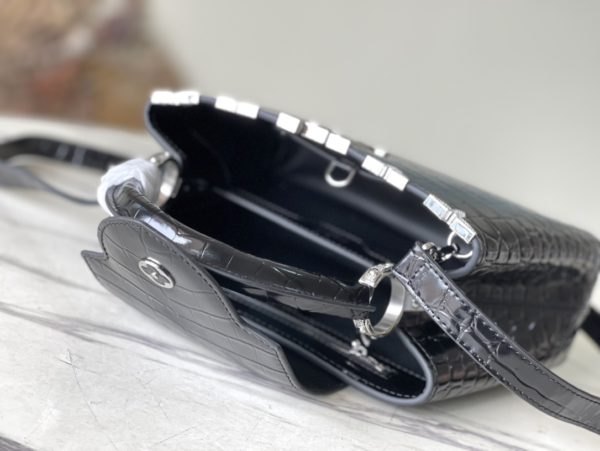 Louis Vuitton Crocodile Pattern Silver Buckle Trumpet Bag - Image 5