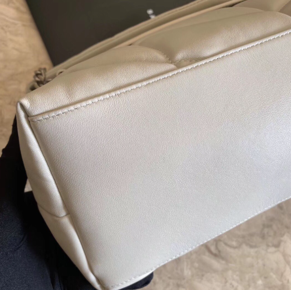YSL Bi-Fold Back Shoulder Quilted Lambskin Large Bag – White (Silver) - Image 5