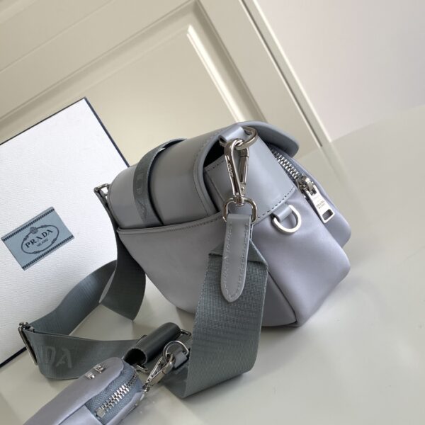 Prada Glossy Leather Shoulder Bag - Gray - Image 5