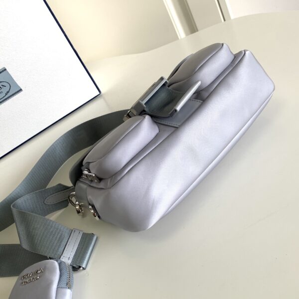 Prada Glossy Leather Shoulder Bag - Gray - Image 3