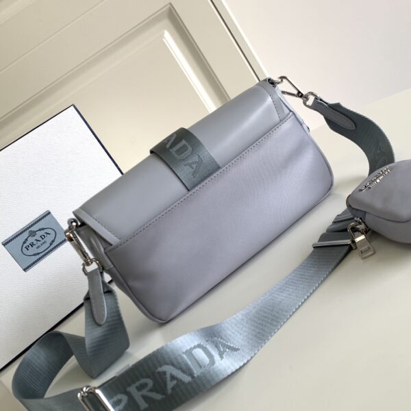 Prada Glossy Leather Shoulder Bag - Gray - Image 4