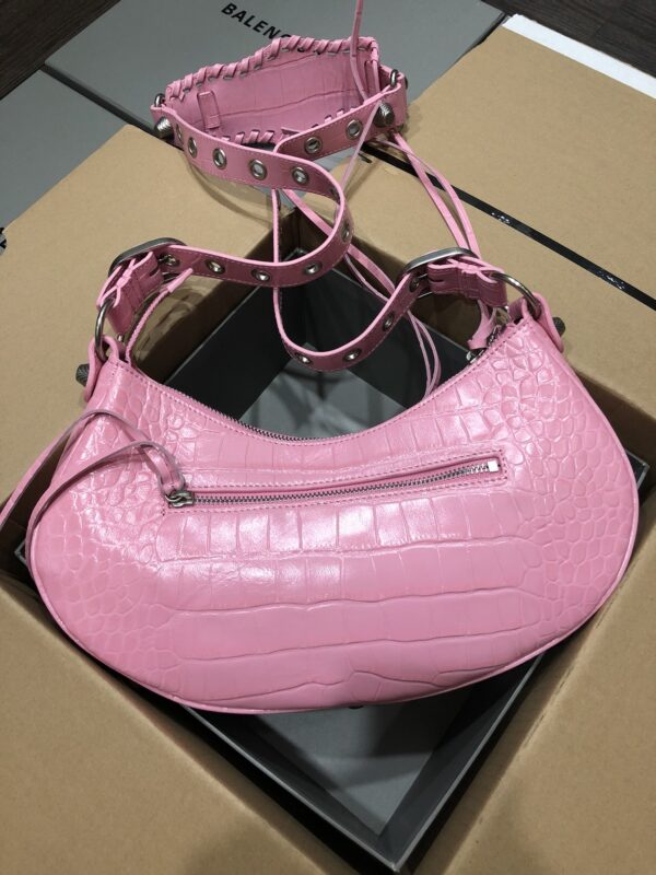 Balenciaga Le Cagole Half-Moon Small Armpit Dumpling Bag - T-Pink - Image 4