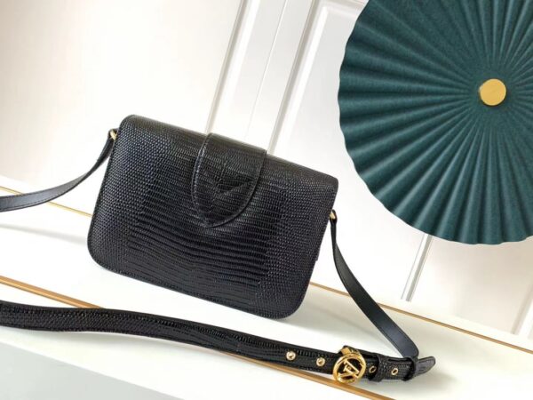 Louis Vuitton Lizard Pattern Black Lv Pont 9 Handbag - Black - Image 6