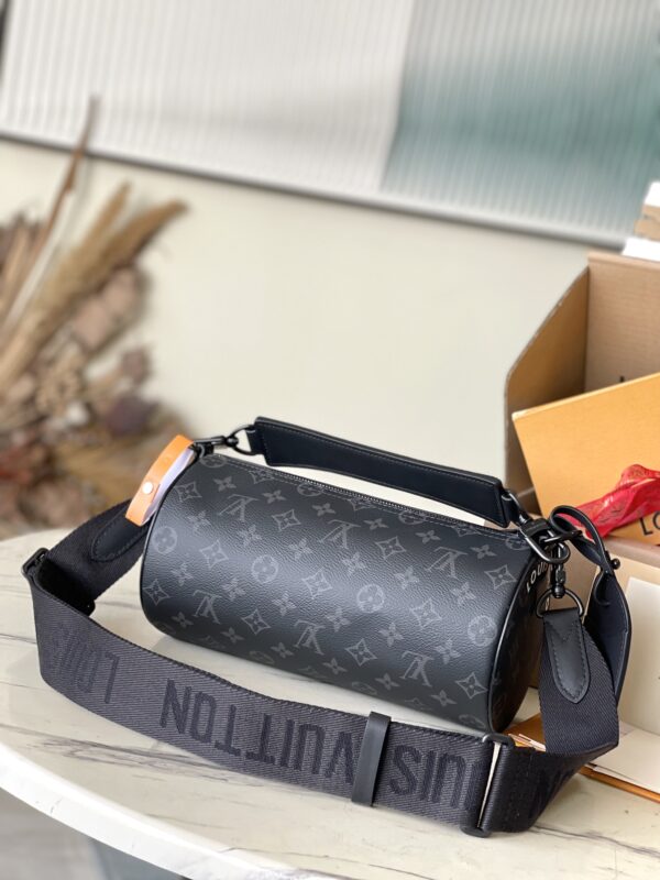 Louis Vuitton Soft Polochon PM Monogram Eclipse Handbag - Black - Image 4