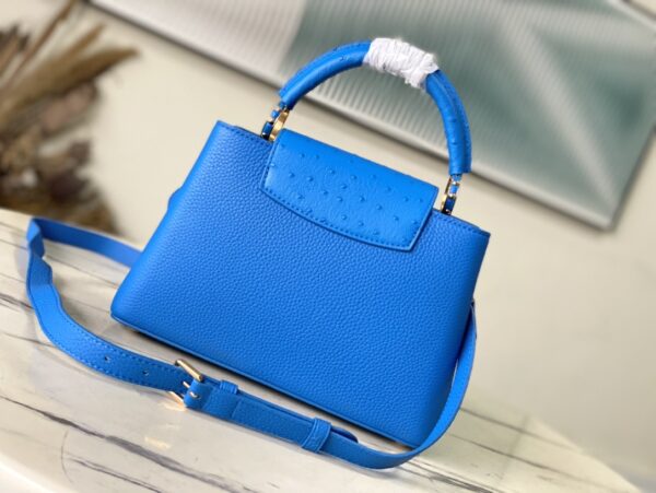 Louis Vuitton Capucines Taurillon Medium Handbag - Blue Ostrich - Image 2