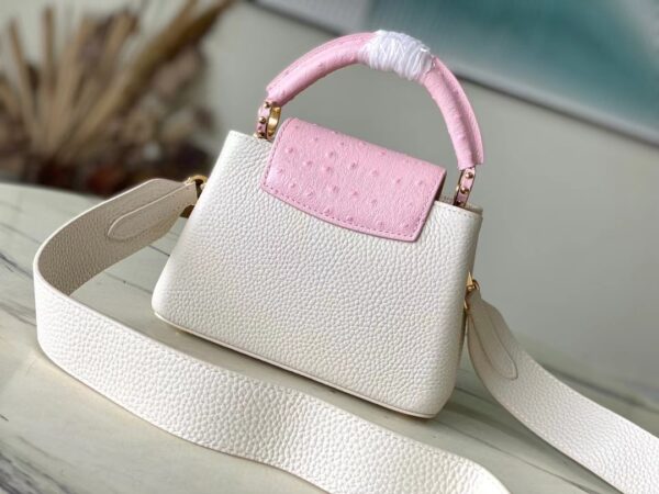 Louis Vuitton Ostrich Pattern Capucines Small Handbag - Pink White - Image 4