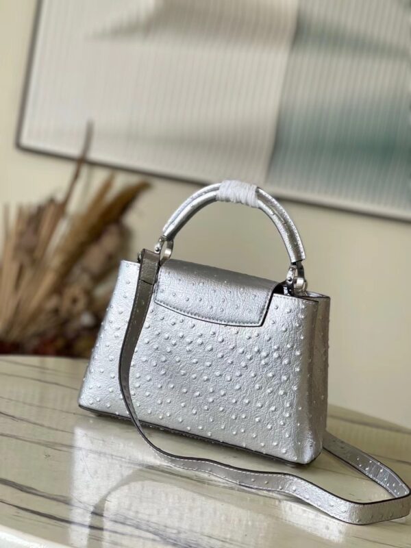 Louis Vuitton Medium Capucines Ostrich Leather Handbag - Silver - Image 4