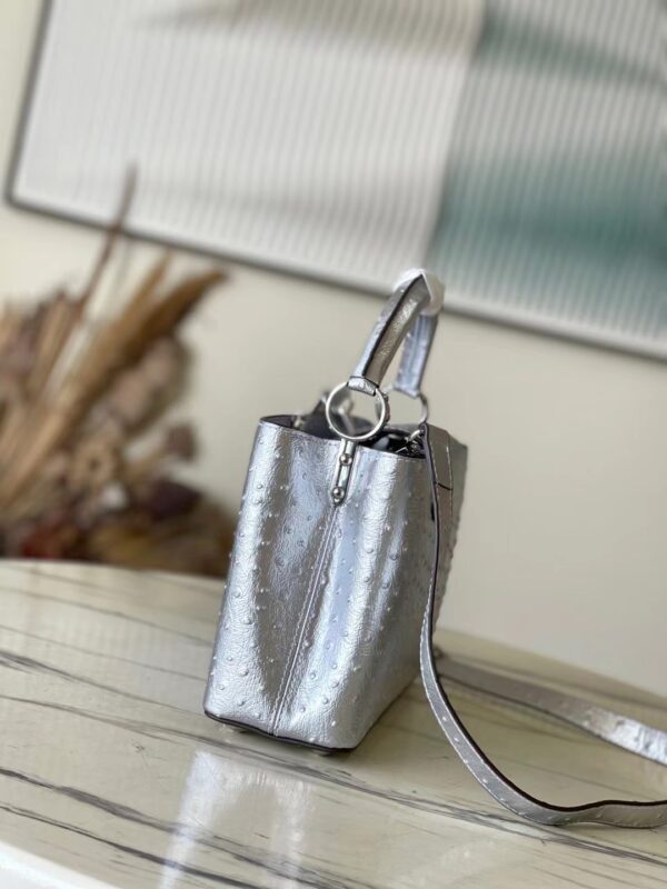 Louis Vuitton Medium Capucines Ostrich Leather Handbag - Silver - Image 5