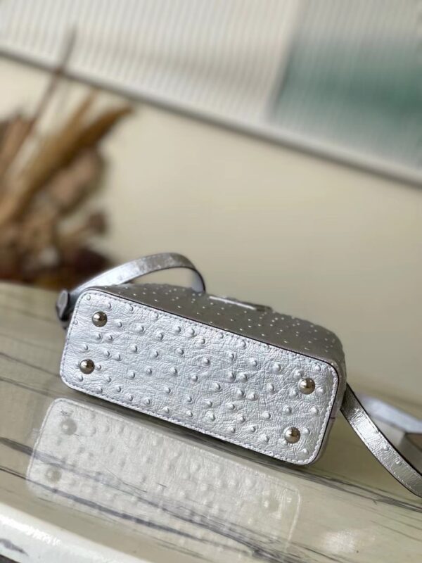 Louis Vuitton Mini Capucines Ostrich Leather Handbag - Silver - Image 3