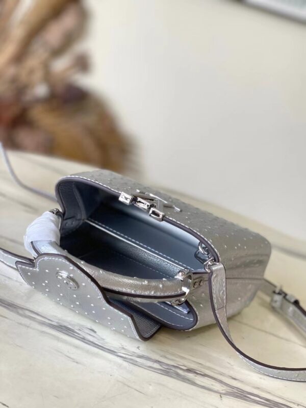 Louis Vuitton Mini Capucines Ostrich Leather Handbag - Silver - Image 2